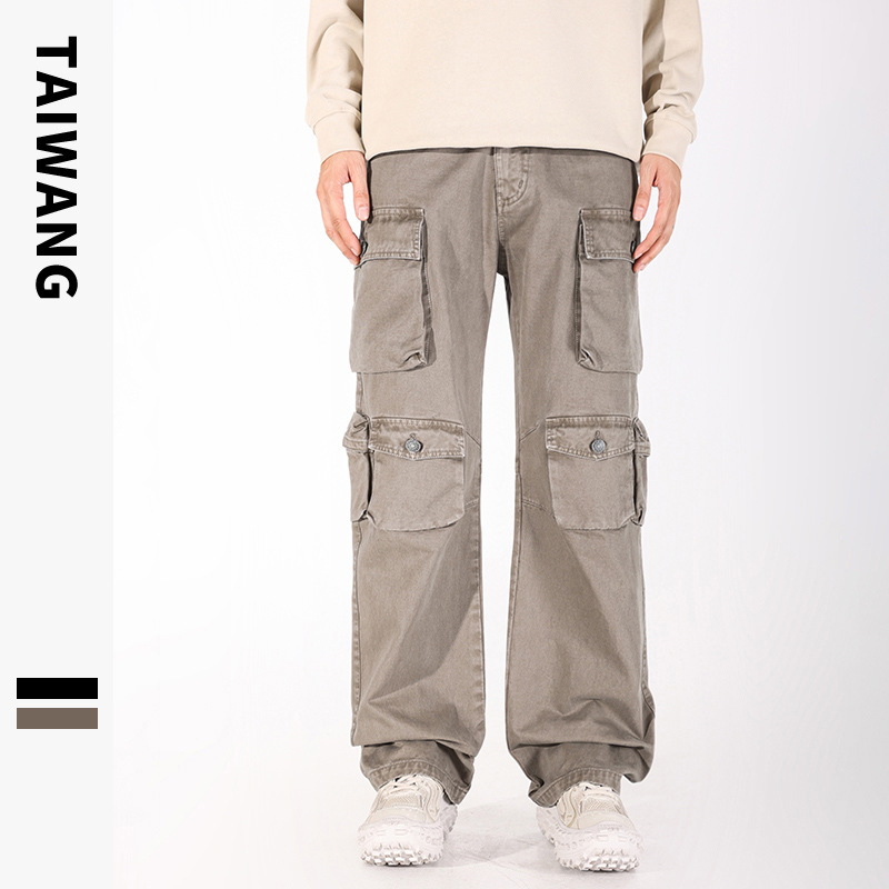 Îmbrăcăminte bărbătească, îmbrăcăminte bărbătească, pantaloni casual la modă, pentru bărbați, toamna și iarna, gata de purtat, pantaloni lejeri cu mai multe buzunare, pantaloni de șters bărbați_voghion.com