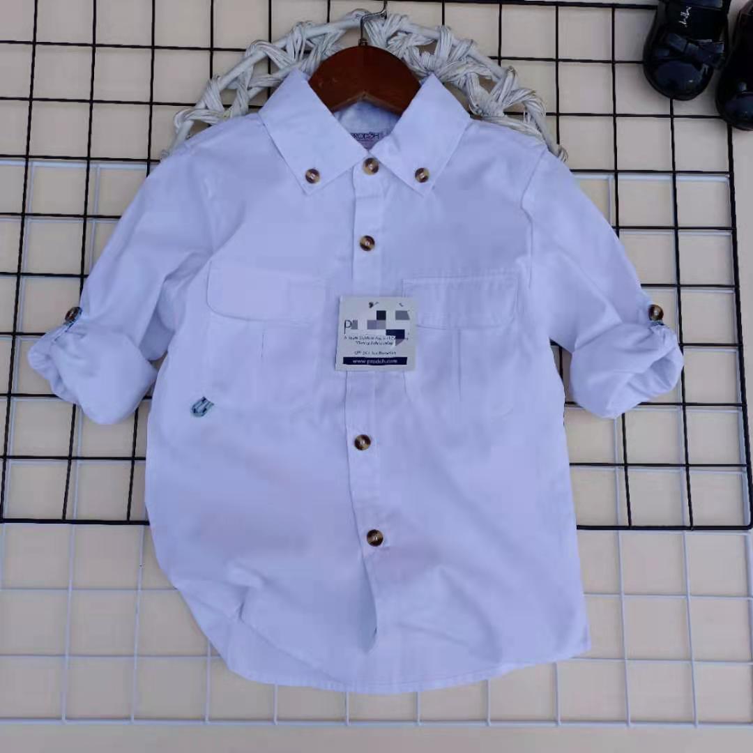 Ropa para niños Comercio exterior cola hoja niños camisa de los niños de 2-Manga de verano de protección solar ropa camisa bordada