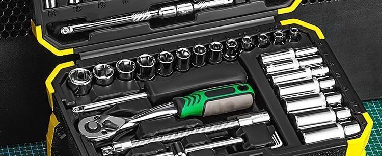 53-Piece Auto Repair Tool Set, Complete Car Repair Tool Kit, Small and Medium-Sized Socket Wrenches, Quick Ratchet Set