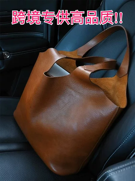 Brown Soft Leather Large-Capacity Tote Bag for Women 2026 New Style Light Luxury Niche High-End Tablet Computer Briefcase