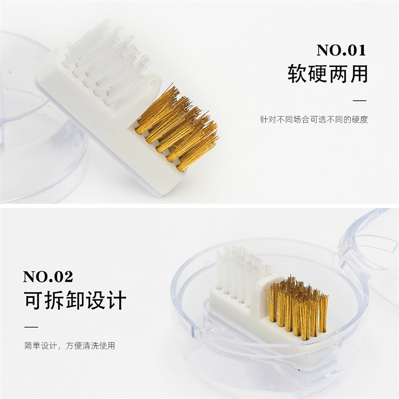 Cepillo de limpieza de cabezal de pulido de uñas transfronterizo suave y duro cepillo de alambre de cobre de doble uso que no se ejecuta Limpiador de cabezal de molienda gris