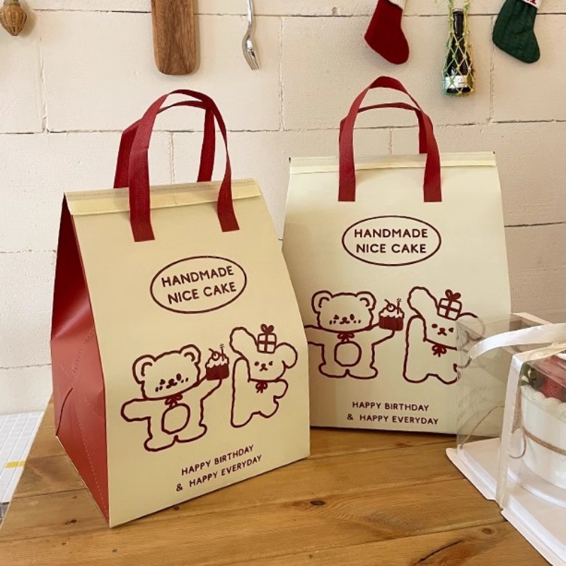 6寸8寸一次性生日蛋糕保温袋铝箔手提外卖烘焙打包袋包装批发加印