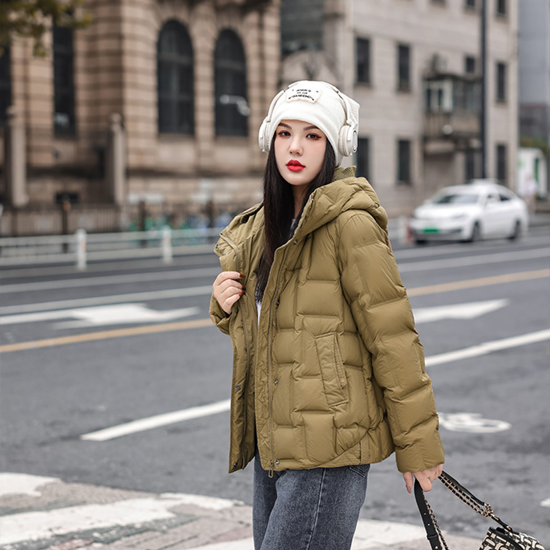 Winter fashionable knitted velvet down jacket with hood