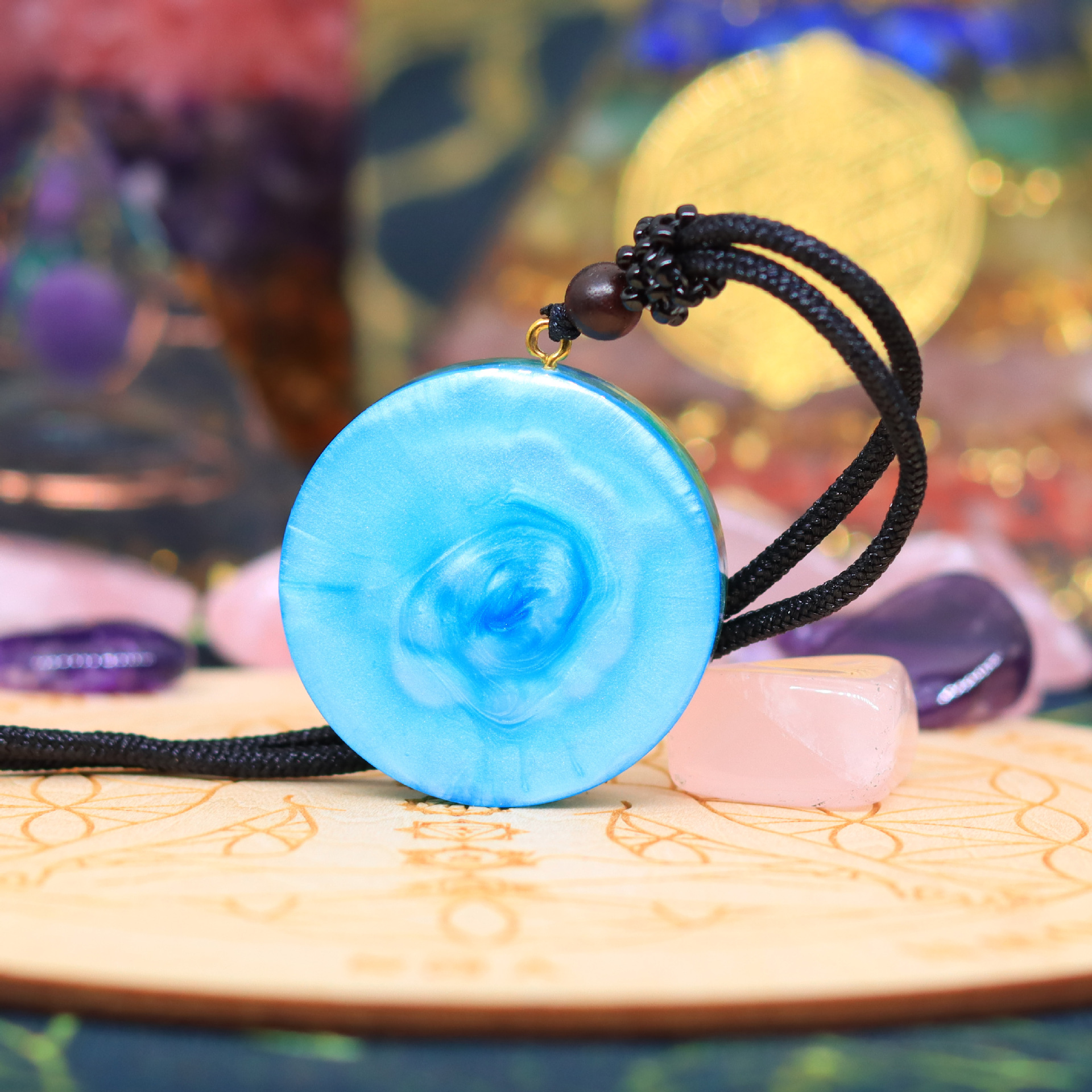 Transfronterizo caliente COLLAR COLGANTE joyería natural cristal grava productos epoxi