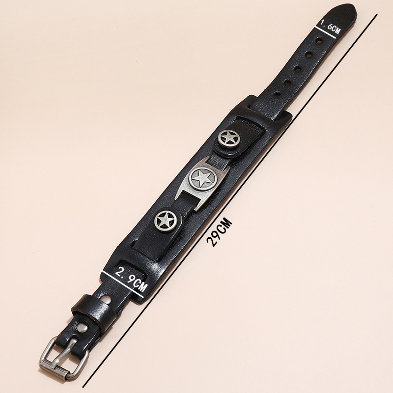 simple retro five-pointed star multi-layer leather bracelet