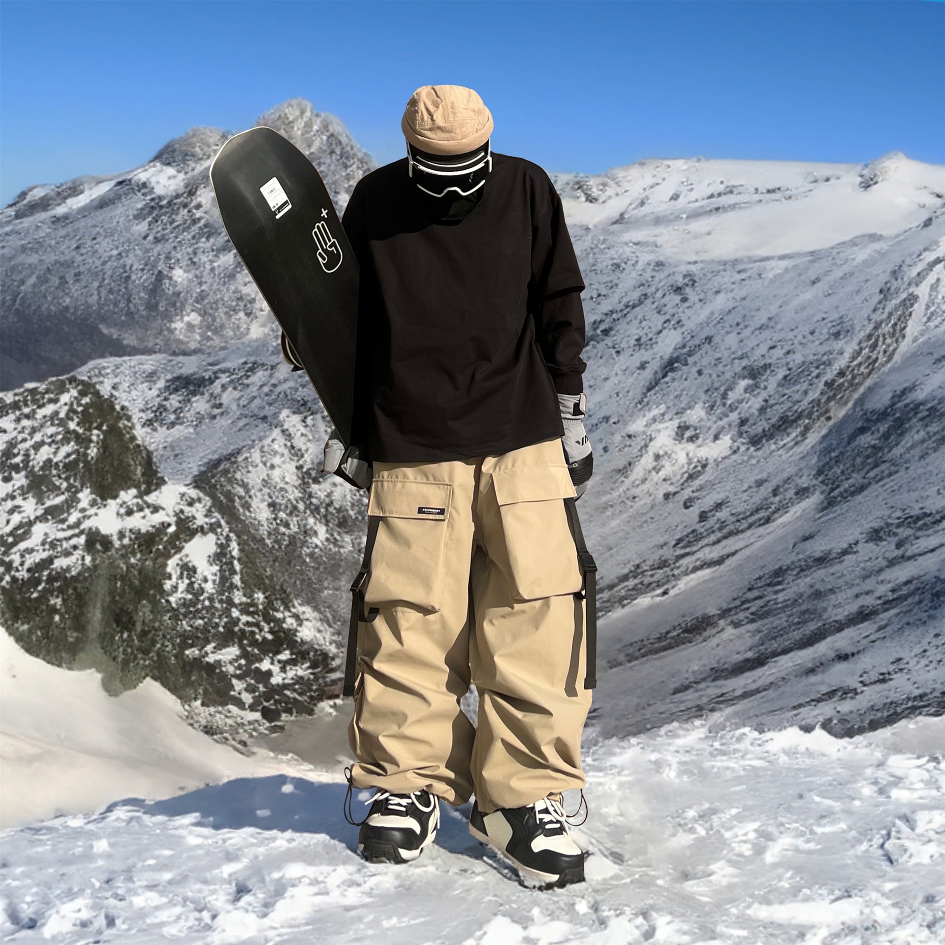 남성과 여성을위한 겨울 하얼빈 스키 겉옷 바지 캐주얼 작업복 대형 포켓 방풍 및 방수 스노우 보드 바지