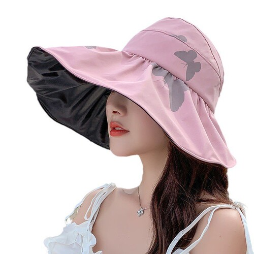 2024 New Fisherman Hat Women's Summer Hat Fashion Empty Top Sun Protection Hat Large Brim Sun Hat Anti-UV Sun Shade