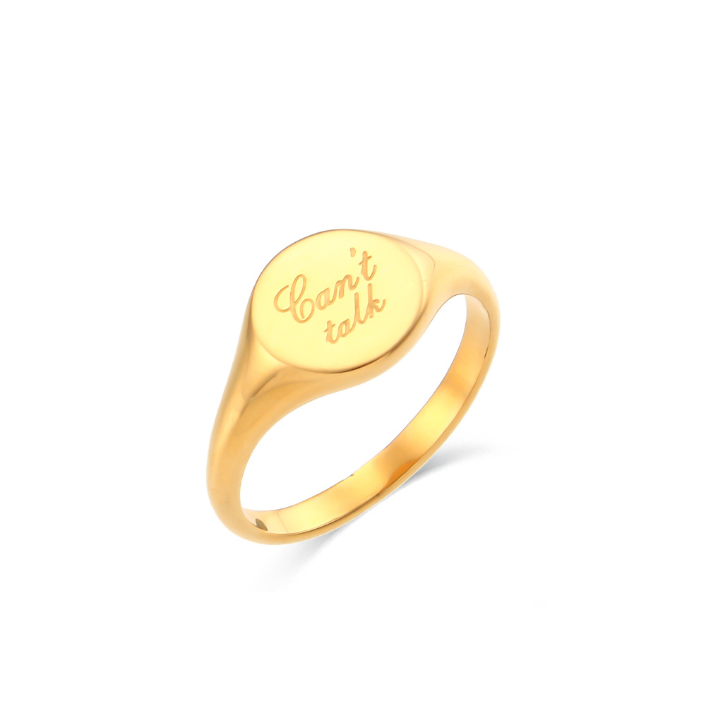 Fashion New Electroplated 18k Lettering Women Wholesale Stainless Steel Ring display picture 8