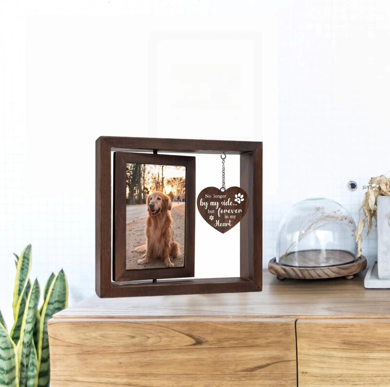 Cross-border creative rotating photo frame pet commemorative love pendant cat and dog commemorative table Cross-border creative rotating photo frame pet commemorative love pendant cat and dog commemorative table