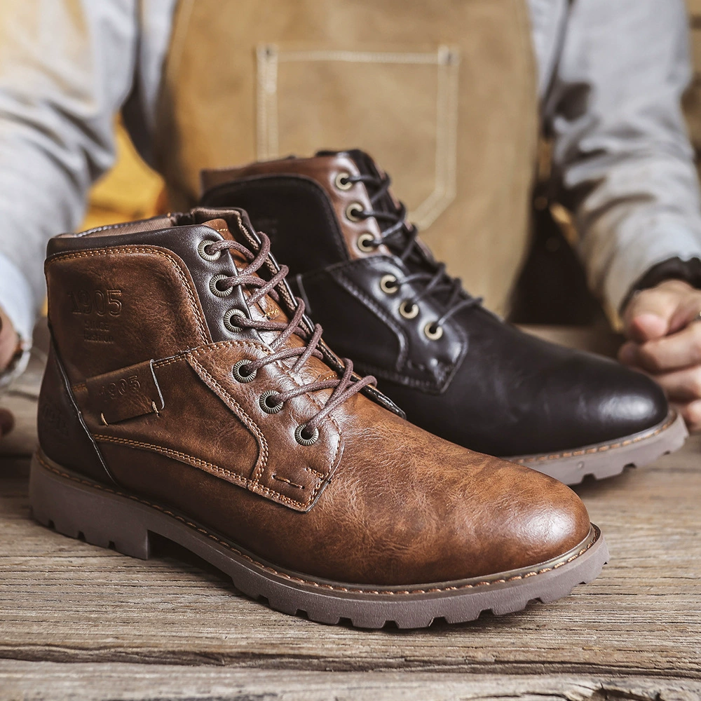 Мужские кожаные ботинки по индивидуальному заказу, ботинки, мужские ботинки, короткие ботинки на молнии большого размера, мужская обувь, осенние и зимние высокие туфли, рабочие ботинки для пустыни.