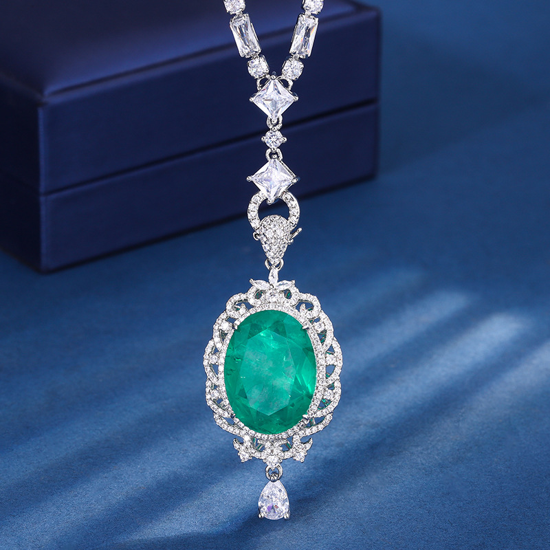 Zhuang Sheng joyería cobre Fondo chapado en oro simulación color tesoro moda retro colgante collar gran denier en forma de piedra principal 15*20