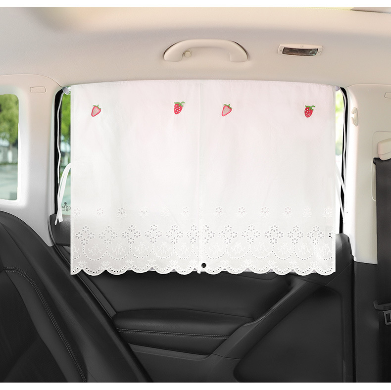 Car Sunshade Curtain Suction Type Fresh Cute Sun Protection Heat Insulation Curtain Children's Rear Window Blind Car Curtain