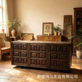 中古风老榆木餐边柜落地式靠墙储物柜民宿酒店装饰柜立式餐边柜