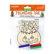 万圣节图案儿童DIY木质工艺品绘画涂鸦木片彩绘套装