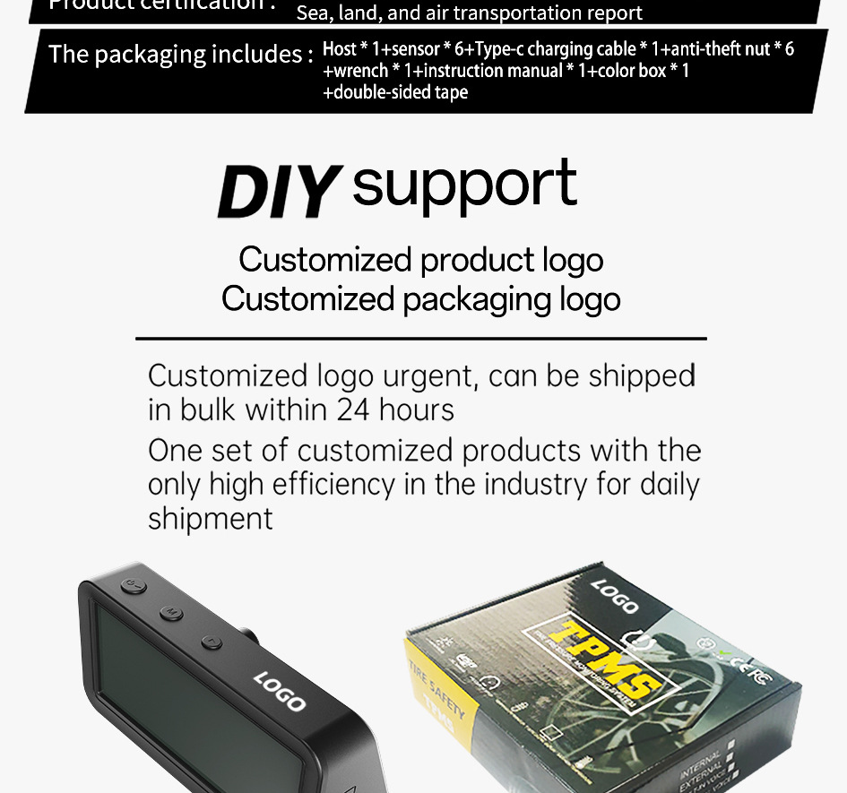 T18 Car Tire Pressure Monitor Solar Wireless Charging High Precision 4inch with In-Car Ambient Temperature Function