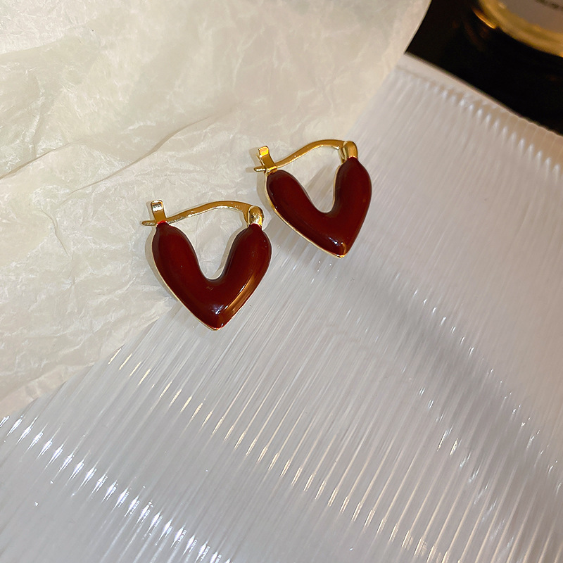 Heart Shape Pattern Women's Gender 1 Pair Vintage Style Heart Shape Plating Alloy Drop Earrings