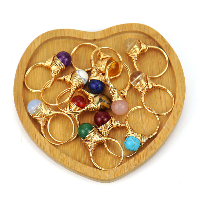 Retro Geometric Agate Plating Rings 1 Piece