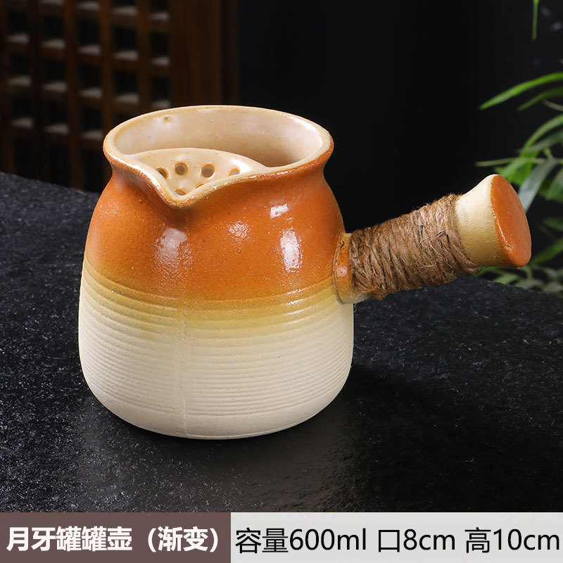 Tetera en una estufa, tarros de té con leche a la parrilla, ollas especiales, utensilios de cerámica de cocción en seco para el hogar, juego completo de juegos de té