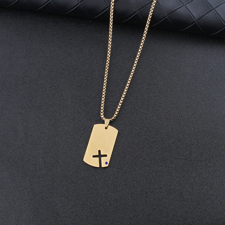 201 Stainless Steel Material Simple Style Cross 201 Stainless Steel Plating Hollow Out Inlay Zircon Unisex Pendant Necklace Men Pendant Necklaces