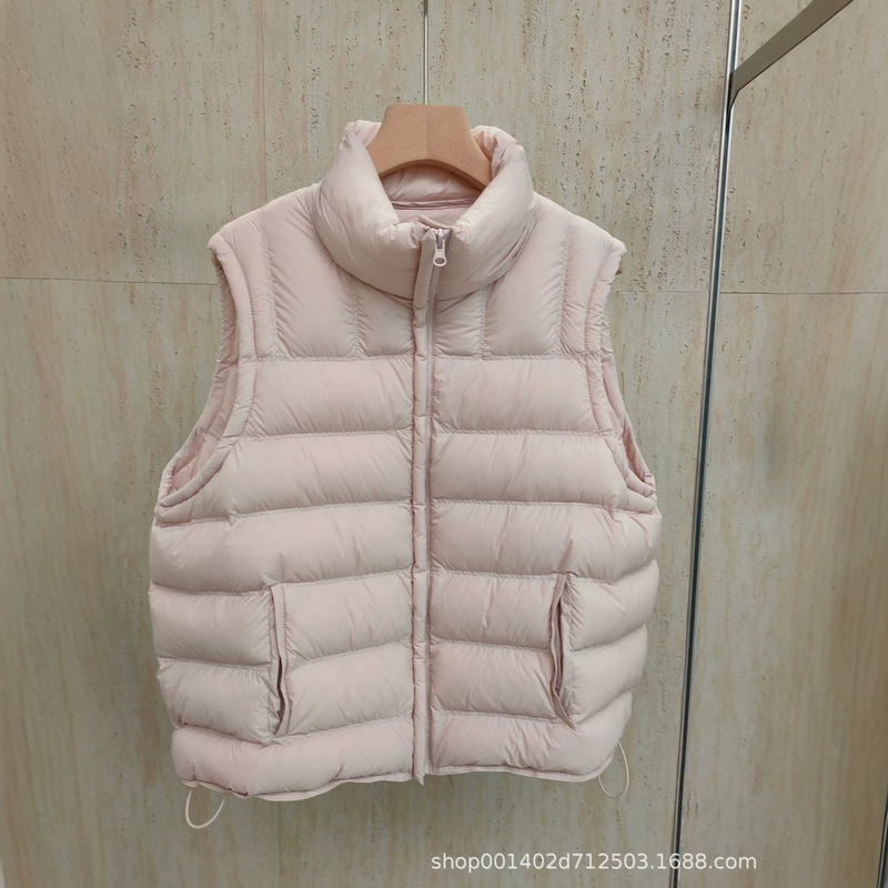 2026 Autumn/Winter New Ribbed Down Vest for Women, Stand Collar, Hot-Selling New National Standard 95% Down, High-Quality Korean Style Thickened Vest