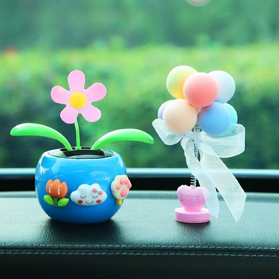 Car ornaments – New - blue-three-flowers-balloon