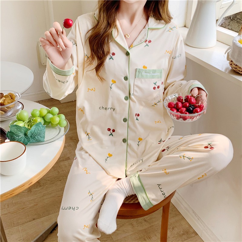 Fábrica directa primavera / otoño / verano meses pijamas embarazadas cardigans de manga larga con la solapa de dibujos animados ropa de alimentación set