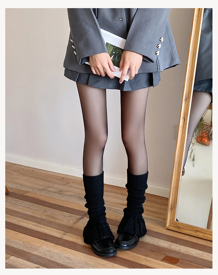 Bekleidungsaccessoires: Gestrickte Beinstulpen im Ballettstil mit Spitzenbesatz, verdicktem Rippstrick, hohe Socken für den Winter, atmungsaktiv und schweißableitend_voghion.com