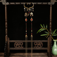 新中式耳挂铜钱无耳洞中式耳饰古风汉服耳环男女流苏马面配饰耳坠