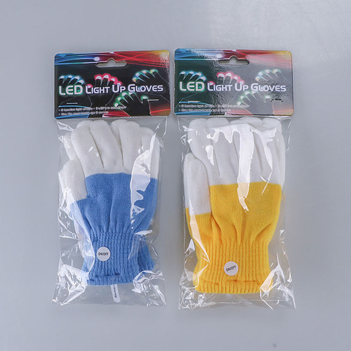 LED Halloween Christmas Multicolor Light Gloves, Colorful Flash Knitted White Finger Gloves for Adults and Children in Bulk