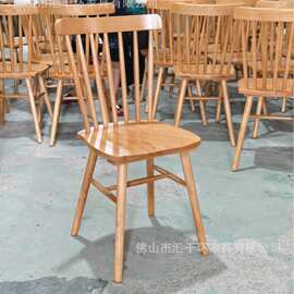 佛山工厂直销酒店宴会实木餐椅西餐咖啡餐厅椅子网背原木色实木椅