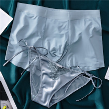 情侣内裤一男一女新款冰丝性惑棉质档情侣款男士激情一对内衣套装