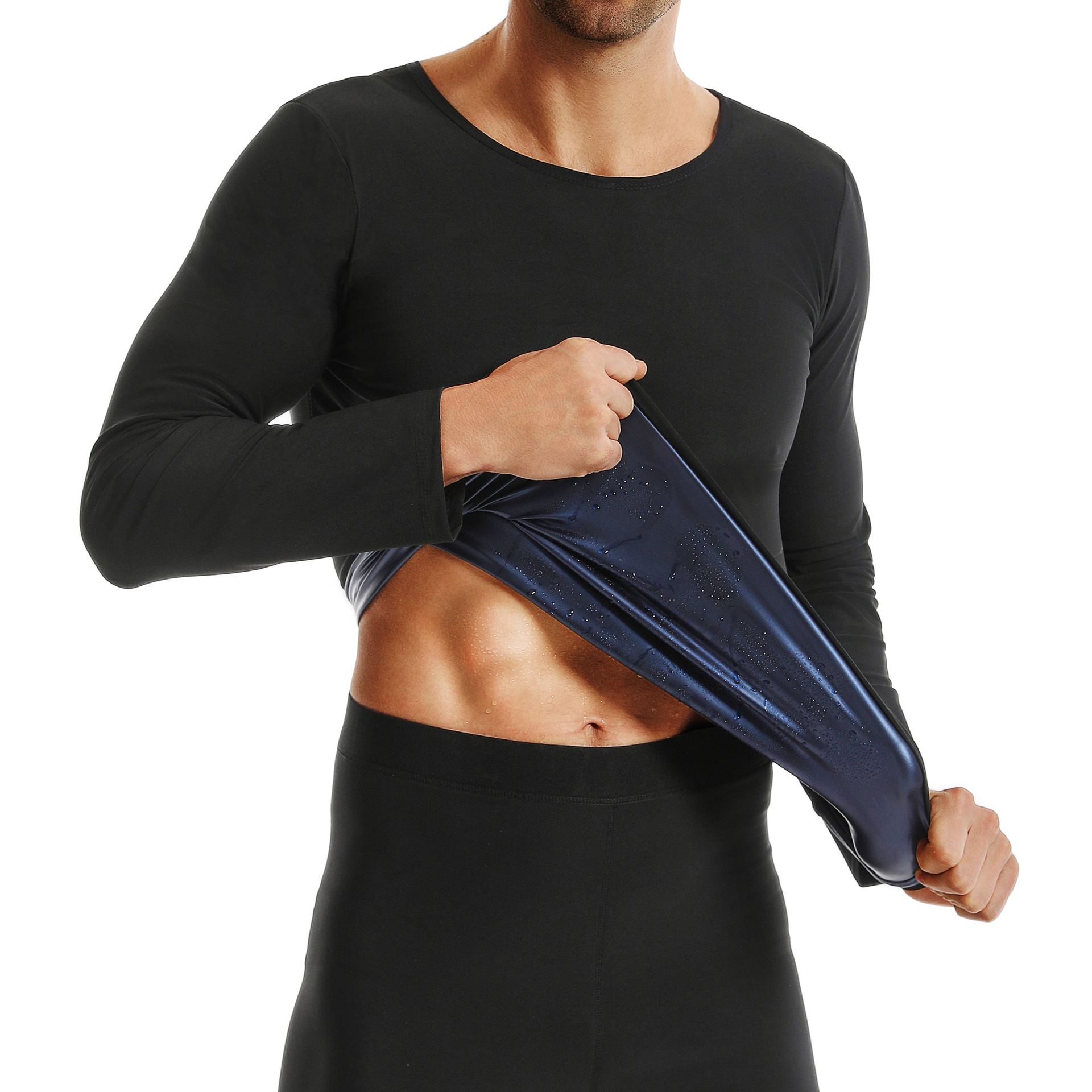 남성용 PU 블루 긴소매