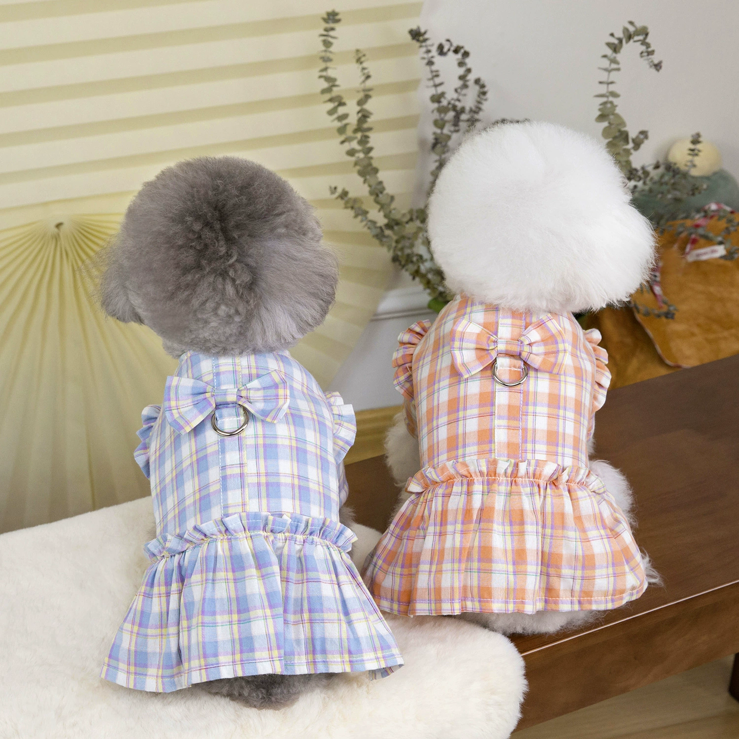 25 простая клетчатая юбка в клетку юбка с плиссированной собакой кошка маленькая собака среднего размера домашняя одежда для ног