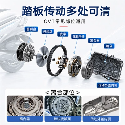 Cleaning/curing agent scooters and motorcycles, clutch