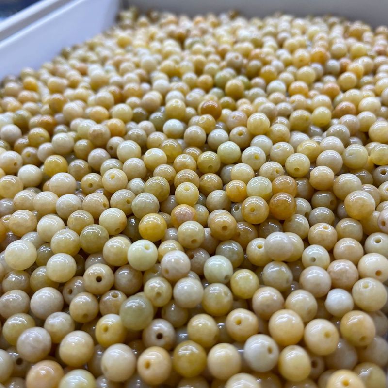 黄翡圆珠隔珠约6mm翡翠散珠子diy手工编绳手串项链饰品配件材料包|undefined