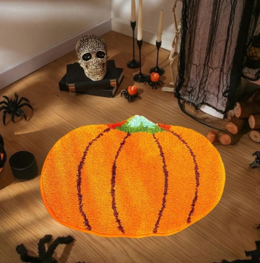 Cross-border Amazon pumpkin maple leaf imitation cashmere floor mat, non-slip entrance doormat for living room, water-absorbent and quick-drying bathroom mat