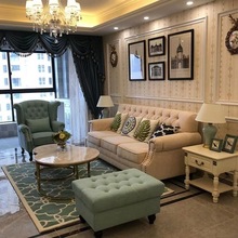 美式科技布沙发乡村田园地中海风格中小户型轻奢拉扣布艺沙发组合