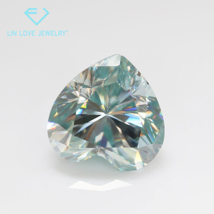 Heart-shaped blue-green Mosane drill bare stone love heart-shaped light green moissanite color primary color Mosane drill test drill pen