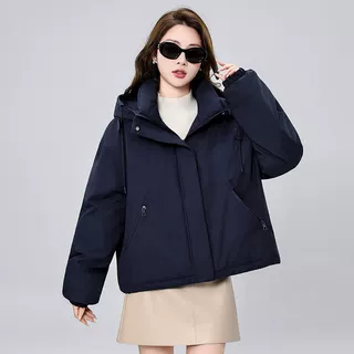 棉服女2026年秋冬新款短款休闲时尚百搭工装夹克连帽保暖棉衣外套