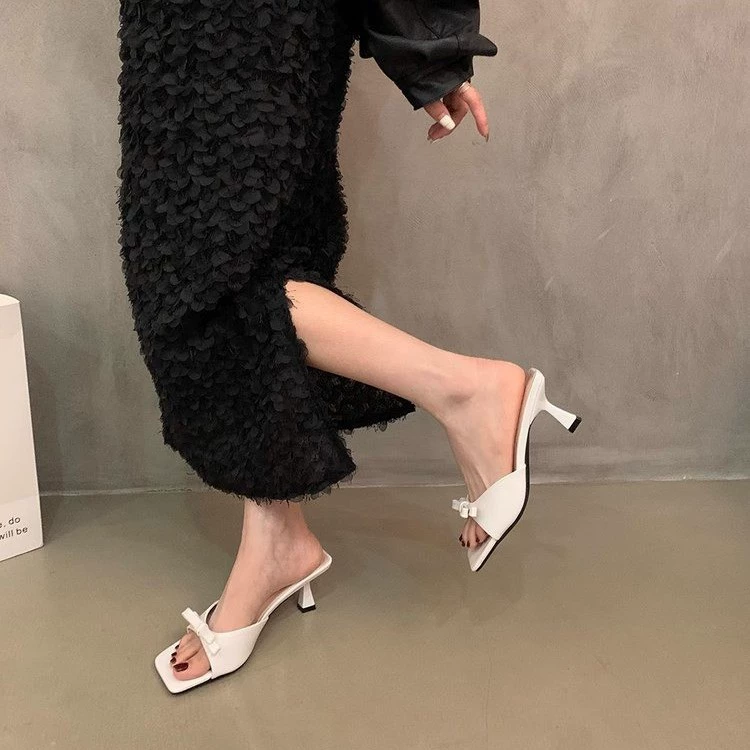 Summer slide, slippers, footwear, universal sandals with bow, high-quality style
