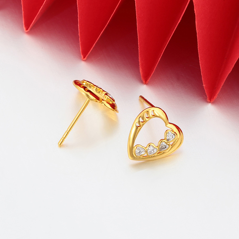 Xuping joyas coloridas gemas artificiales en forma de corazón pernos de orejas de moda japonesa y coreana al por mayor pendientes