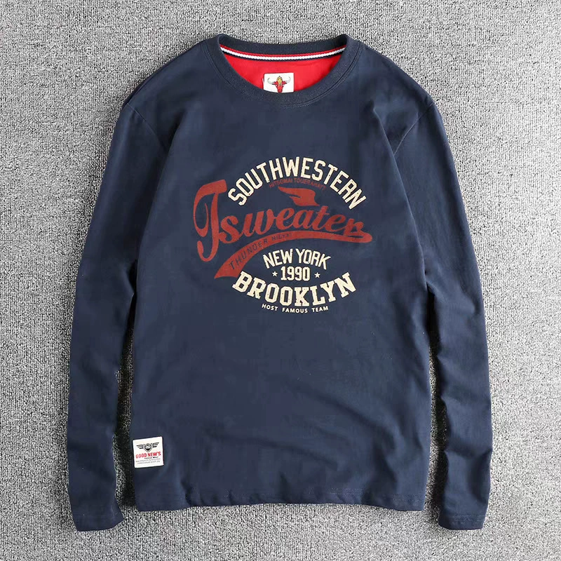 Retro trend comfortable base body-friendly long-sleeve, print