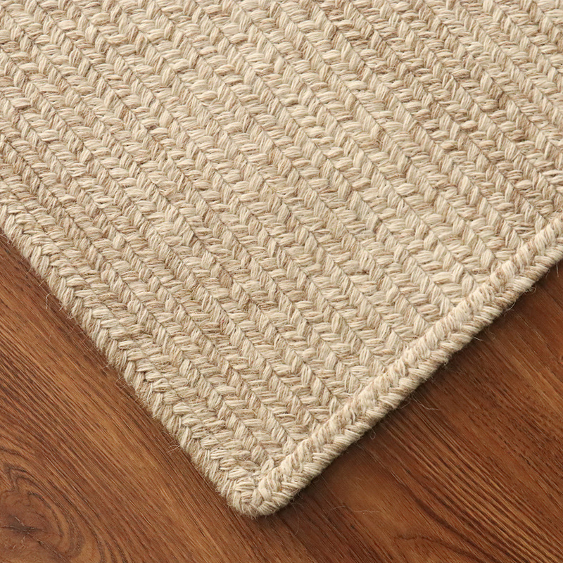 Alfombra de lana natural alfombra de mesa de salón nórdica simple silencioso dormitorio familiar tejido a mano alfombra de bordeado image 4