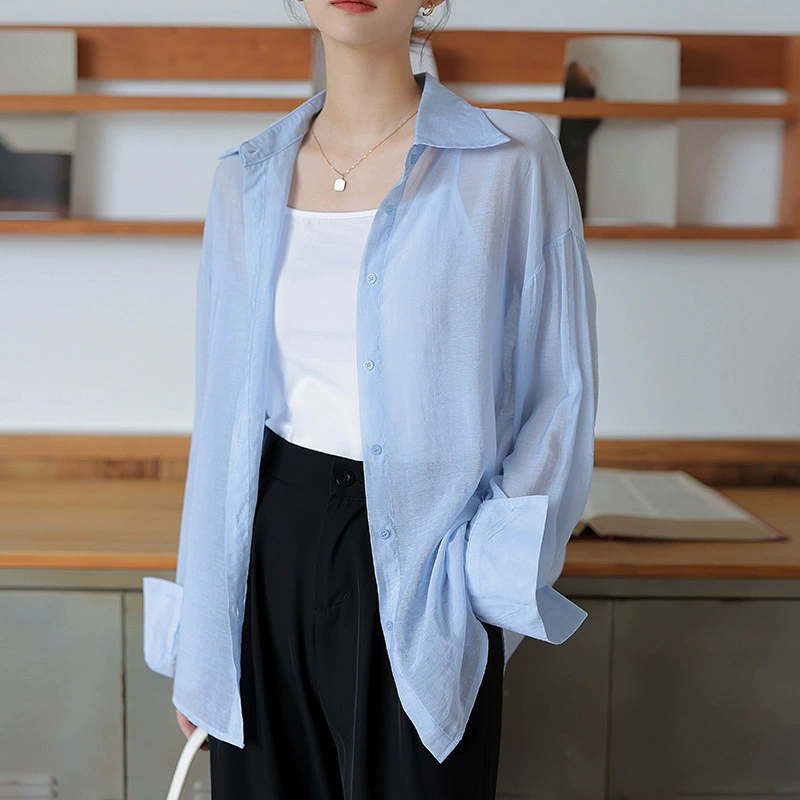 Белая рубашка Ten Si Женский дизайн Чувство ниши Летний тонкий солнцезащитный крем высокого уровня Женская рубашка с длинными рукавами