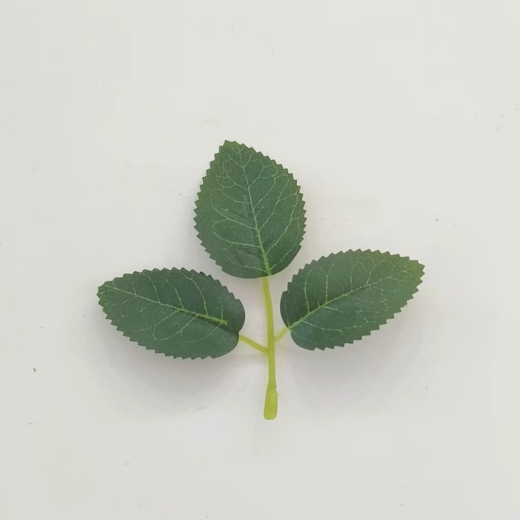 Factory green leaves artificial plant with 3-prong 5-prong 6-prong rose leaf artificial plant accessory rose leaf