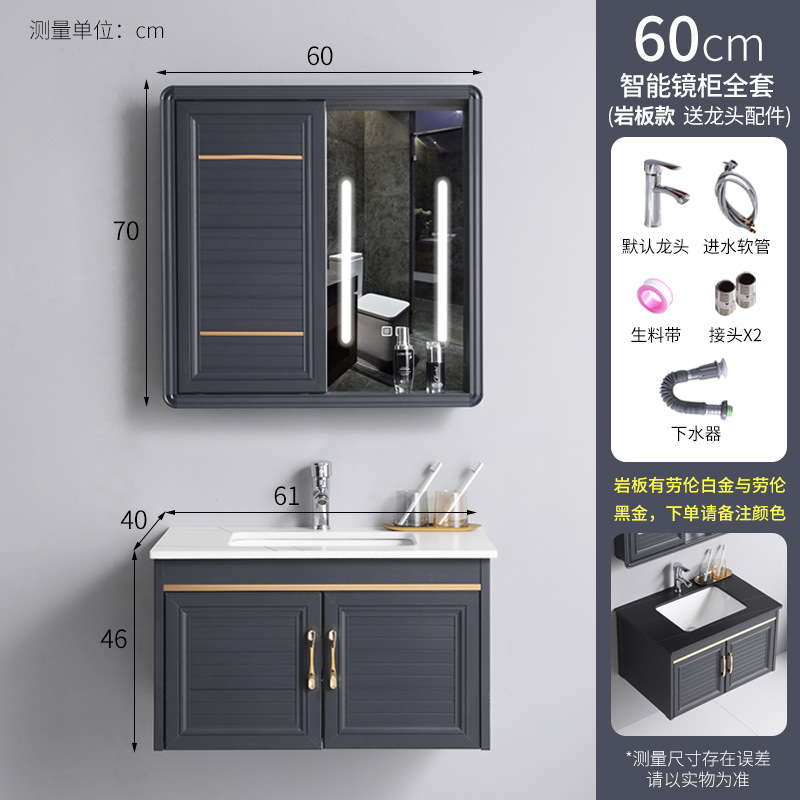 Espacio de baño de aluminio deslizante feng shui espejo gabinete baño montado en la pared inteligente espejo oculto lavabo simple lavabo