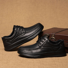 2021 Genuine Leather Men's Shoes Men's Calfskin Business Casual Shoes Round Toe Slip-On Shoes with Soft Insoles and Thick Soles Men's Shoes