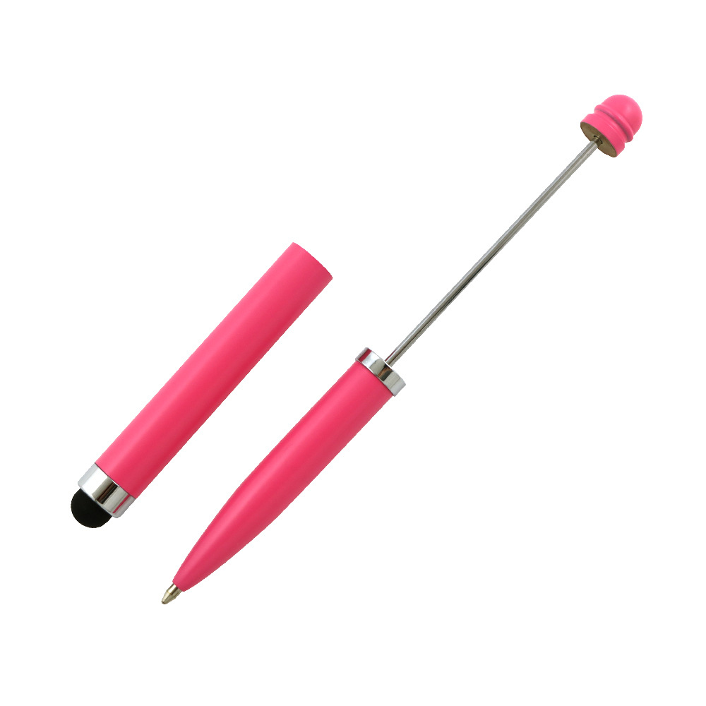 Pluma de pantalla táctil de metal al por mayor bricolaje bolígrafo de cuentas hecho a mano bolígrafo capacitor tres en uno beadable pen