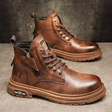 马丁靴男2024新款秋季潮流男士新品高帮英伦风工装靴子男款高级感