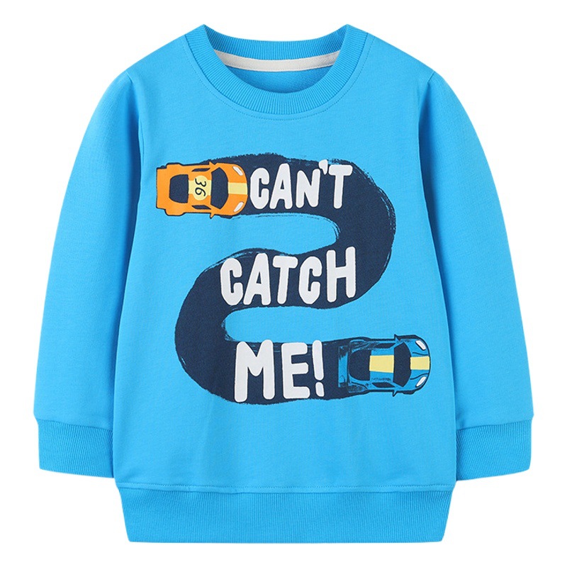 Ropa infantil de otoño, nuevas llegadas, sudadera de manga larga para niños, estilo europeo y americano, jersey de cuello redondo para niños, sudadera con estampado.